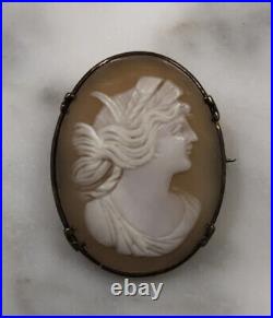 ESTATE SALE Antique 14K Gold Hand Carved Italian Cameo Brooch Victorian Pin