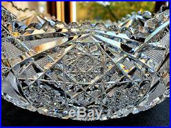 EXQUISITE Vintage Deep Hand Cut Brilliant Glass Crystal OVAL Bowl GORGEOUS