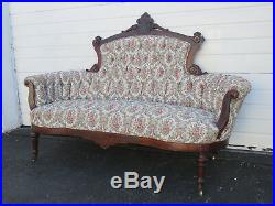 Early 1880s Eastlake Victorian Walnut Hand Carved Sofa Couch 8930