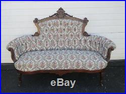 Early 1880s Eastlake Victorian Walnut Hand Carved Sofa Couch 8930