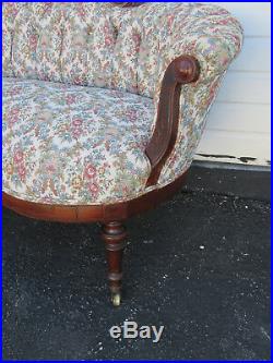 Early 1880s Eastlake Victorian Walnut Hand Carved Sofa Couch 8930