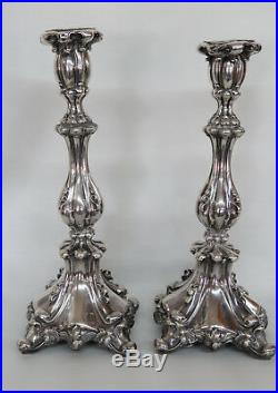 Early 1900s Hand Made 19oz Sterling Silver Pair of Shabbat Candle Sticks 9284