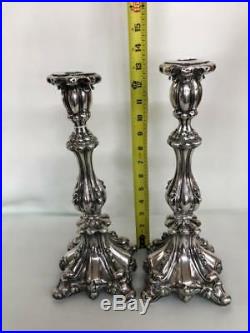 Early 1900s Hand Made 19oz Sterling Silver Pair of Shabbat Candle Sticks 9284