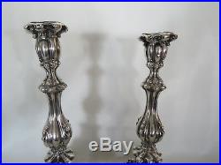 Early 1900s Hand Made 19oz Sterling Silver Pair of Shabbat Candle Sticks 9284