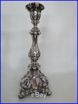 Early 1900s Hand Made 19oz Sterling Silver Pair of Shabbat Candle Sticks 9284