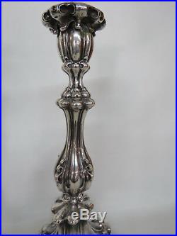 Early 1900s Hand Made 19oz Sterling Silver Pair of Shabbat Candle Sticks 9284