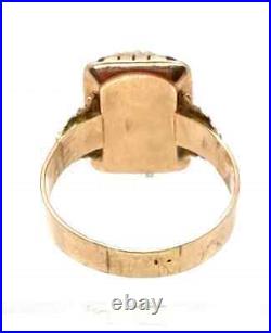 Early 1900s Victorian Hand-carved 14k Gold Carnelian Cameo Ring Size 10 4.45 g