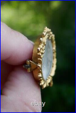 Early 19th Century 14kt+ Yellow Gold Brooch With Hand Painted Portrait 7 Grams