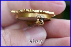 Early 19th Century 14kt+ Yellow Gold Brooch With Hand Painted Portrait 7 Grams