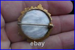 Early 19th Century 14kt+ Yellow Gold Brooch With Hand Painted Portrait 7 Grams