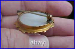 Early 19th Century 14kt+ Yellow Gold Brooch With Hand Painted Portrait 7 Grams