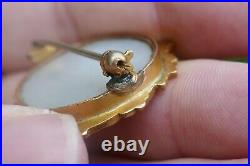 Early 19th Century 14kt+ Yellow Gold Brooch With Hand Painted Portrait 7 Grams