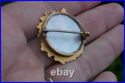 Early 19th Century 14kt+ Yellow Gold Brooch With Hand Painted Portrait 7 Grams