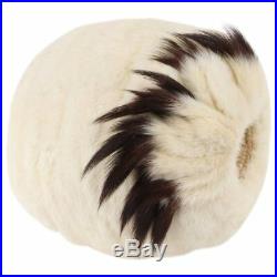 Edwardian Victorian Winter White Ermine Fur Tail Hand Warmer Muff, Early 1900's