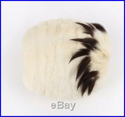 Edwardian Victorian Winter White Ermine Fur Tail Hand Warmer Muff, Early 1900's