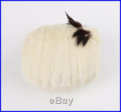 Edwardian Victorian Winter White Ermine Fur Tail Hand Warmer Muff, Early 1900's