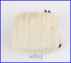 Edwardian Victorian Winter White Ermine Fur Tail Hand Warmer Muff, Early 1900's