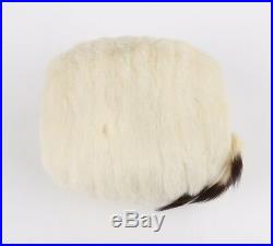 Edwardian Victorian Winter White Ermine Fur Tail Hand Warmer Muff, Early 1900's