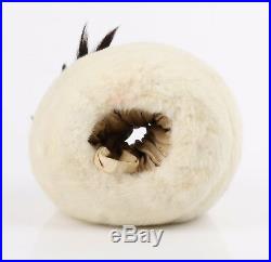 Edwardian Victorian Winter White Ermine Fur Tail Hand Warmer Muff, Early 1900's