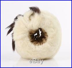 Edwardian Victorian Winter White Ermine Fur Tail Hand Warmer Muff, Early 1900's