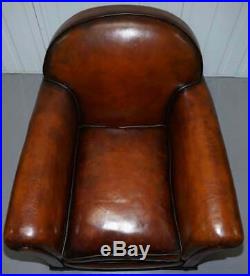 English Fully Restored Hand Dyed Victorian Whisky Brown Leather Armchairs Pair