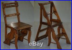 English Oak Library Chair Metamorphic Steps Circa 1890 Arts & Crafts Hand Made