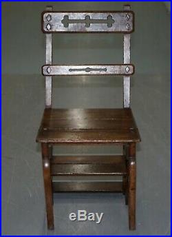 English Oak Library Chair Metamorphic Steps Circa 1890 Arts & Crafts Hand Made