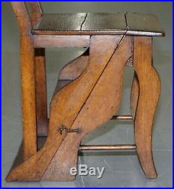 English Oak Library Chair Metamorphic Steps Circa 1890 Arts & Crafts Hand Made