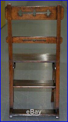 English Oak Library Chair Metamorphic Steps Circa 1890 Arts & Crafts Hand Made