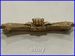 Estate Victorian Australian Opal Hand Engraved Rolled Gold Bar Pin 2.25