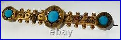 Etruscan Revival 14K Gold & Persian Turquoise Victorian Brooch Pin Circa 1880