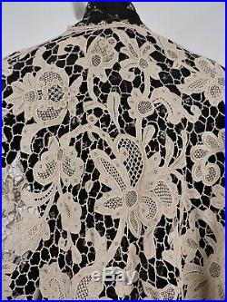 Exquisite 19th C Victorian Hand Made Needle Lace Floral Cape For Dress