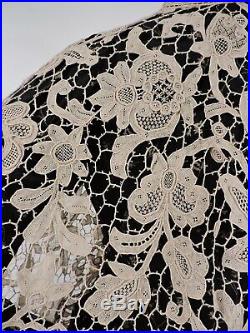 Exquisite 19th C Victorian Hand Made Needle Lace Floral Cape For Dress