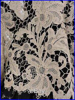 Exquisite 19th C Victorian Hand Made Needle Lace Floral Cape For Dress