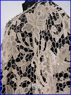 Exquisite 19th C Victorian Hand Made Needle Lace Floral Cape For Dress