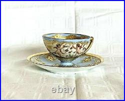 Exquisite Antique Dresden Porcelain Hand Painted Cherubs Tea Cup & Saucer