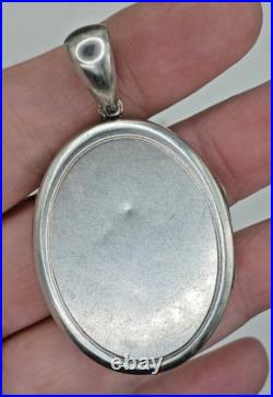 Exquisite Large Victorian Sterling Silver Locket Pendant Hand Engraved 2 Birds