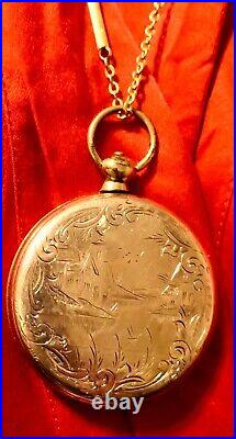 Exquisite Locket Gold-Filled Hand-Etched Scenic Lg Victorian Valentine's Day