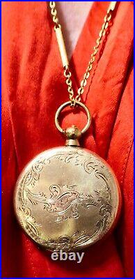 Exquisite Locket Gold-Filled Hand-Etched Scenic Lg Victorian Valentine's Day