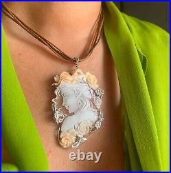 Exquisite antique Victorian Xlarge shell cameo pendant? Hand carved