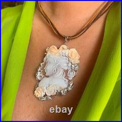 Exquisite antique Victorian Xlarge shell cameo pendant? Hand carved