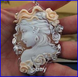 Exquisite antique Victorian Xlarge shell cameo pendant? Hand carved