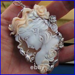 Exquisite antique Victorian Xlarge shell cameo pendant? Hand carved