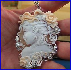 Exquisite antique Victorian Xlarge shell cameo pendant? Hand carved