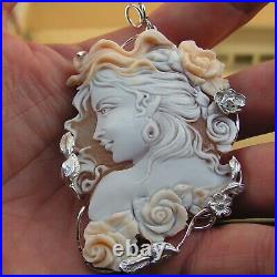 Exquisite antique Victorian Xlarge shell cameo pendant? Hand carved