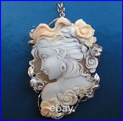 Exquisite antique Victorian Xlarge shell cameo pendant? Hand carved