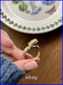 FEDE Rare VICTORIAN Antique POISON 14k Gold Ring Locket Snuff Hands Floral Band