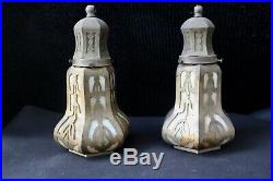 Fabulous Quality Antique Victorian Brass Cased Hand Blown Glass Tulip Shades