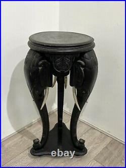 Fabulous Victorian ANGLO INDIAN SIDE TABLE Hand Carved With ELEPHANT HEAD LEGS