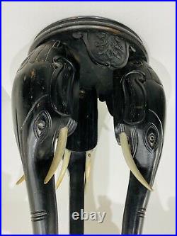 Fabulous Victorian ANGLO INDIAN SIDE TABLE Hand Carved With ELEPHANT HEAD LEGS